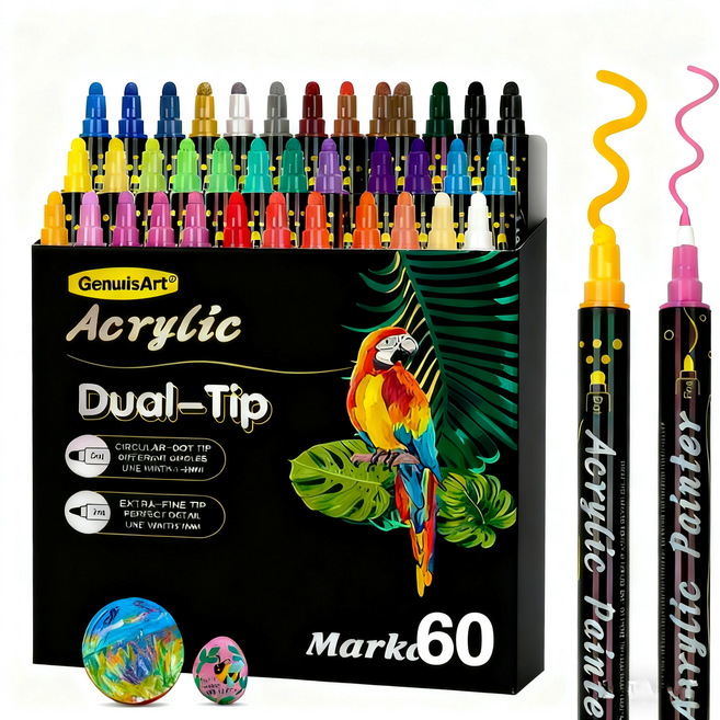 시스슈 페인트 마카펜 세트 아트 트윈마카펜, 1세트, 60색