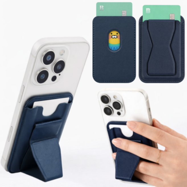 루체엠 맥세이프 카드지갑 거치대 케이스, 1개, 잉크블루