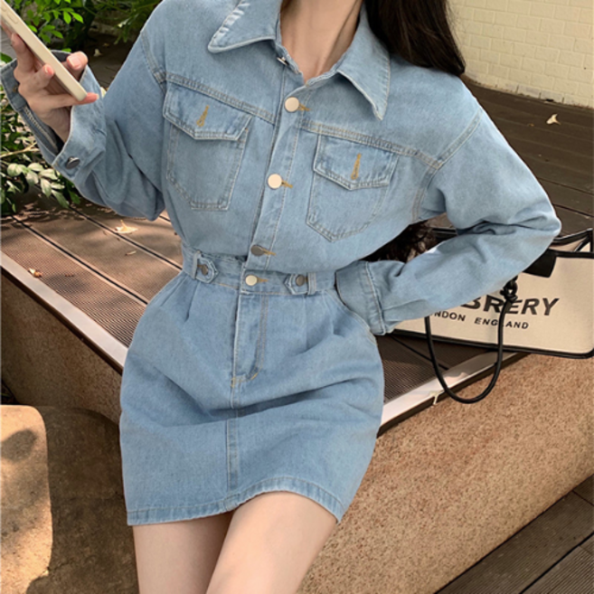 텐미닛스타일 코디만능템 캐주얼 데일리룩 데님 루에브 원피스