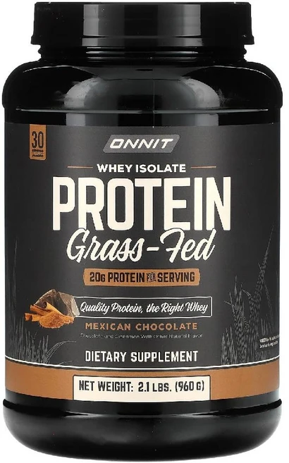 Onnit 웨이 분리유청단백질 그래스피드 목초사육 멕시칸 초콜릿 맛 960g, ONT01530 - 쿠팡