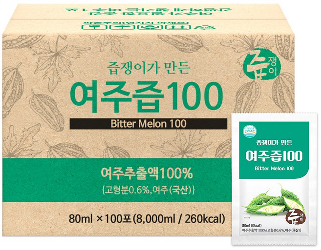 즙쟁이 여주즙 100포 실속형 80ml 100개