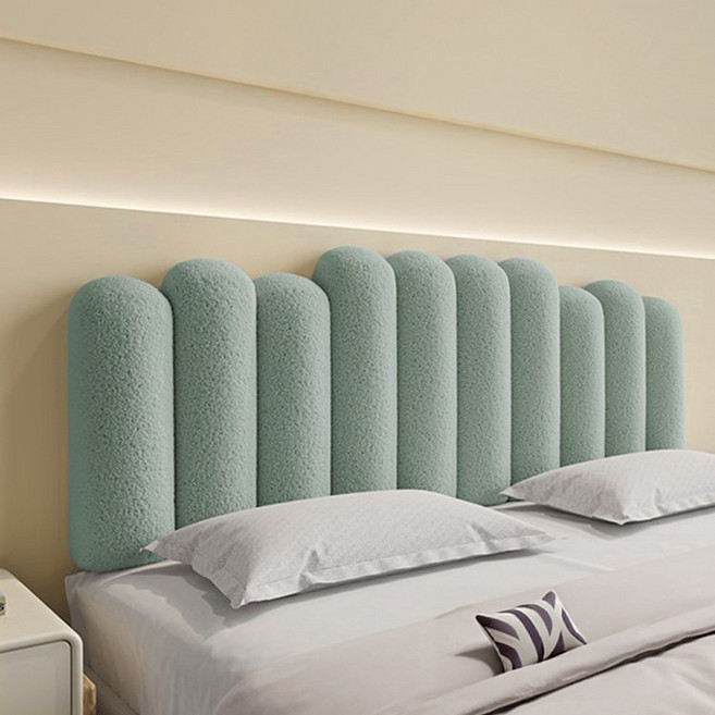 자바조이 웨이브 침대 헤드 쿠션 등받이 커버 보드 리폼 등 머리 벽 가드, 말차 그린