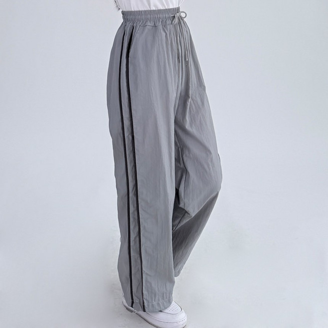 마티 사이드 트랙 투웨이 스트링 쿨 바스락 조거 와이드 팬츠