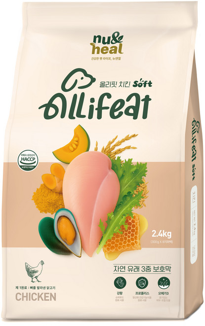 뉴앤힐 올리핏 강아지 전연령 소프트사료, 1개, 2.4kg, 닭
