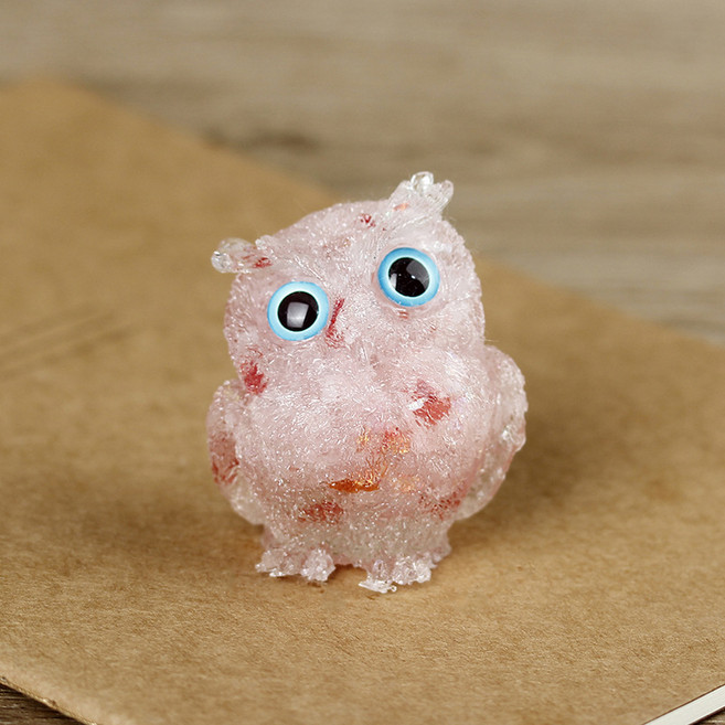 크리스털 부엉이 식탁 장식 금전운 세공품, 파우더 크리스털+스팽글