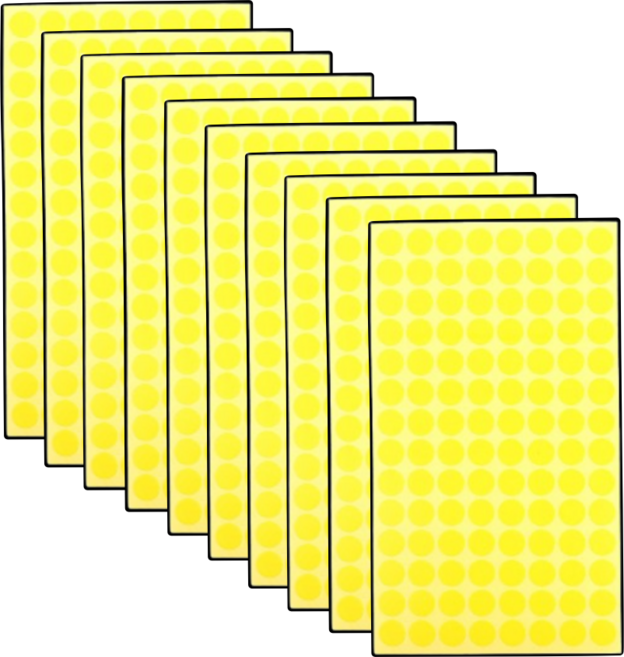 이음모음 원형 도트 스티커 10mm, 10장 (1120개입), 1세트, 프리미엄 노랑