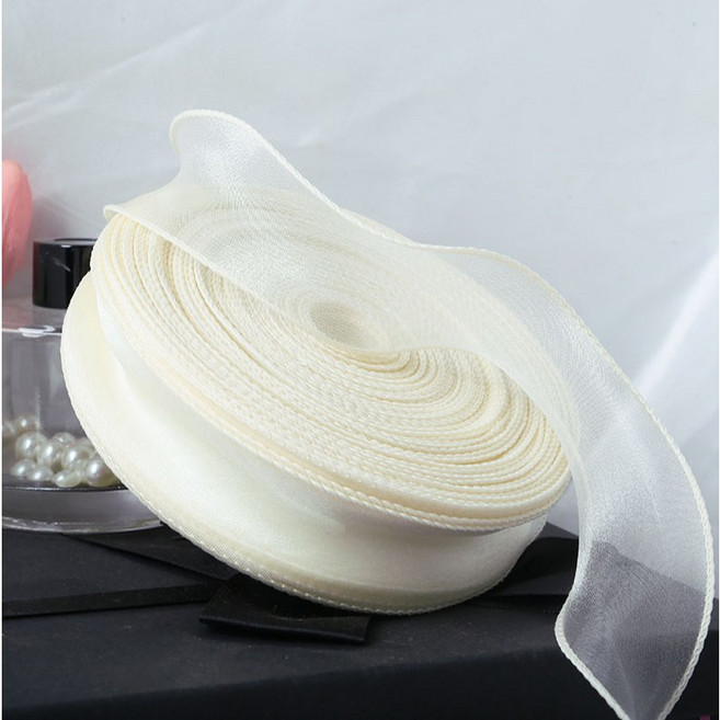 올리브파티 대용량 오간디 리본 40mm 40야드 36M 청첩장 리본, 1개, 아이보리