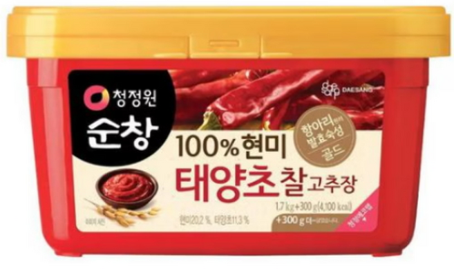 청정원 순창 100% 현미 태양초 찰고추장, 1개, 2kg