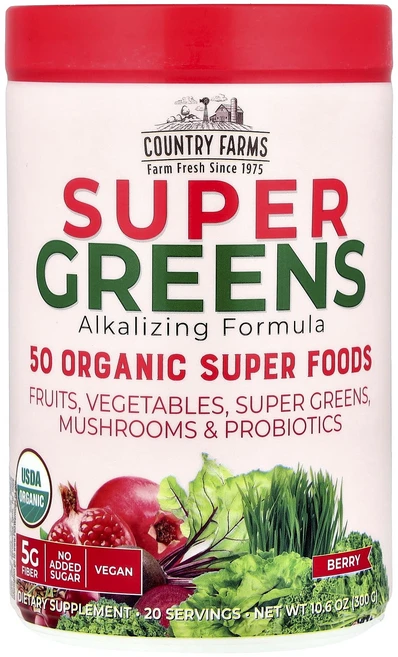 몸관리하세요 겨울입니다 Country Farms Super Greens 알칼리화 포뮬라 베리 300g(10.6oz) 특별관리진행, 1 - 쿠팡