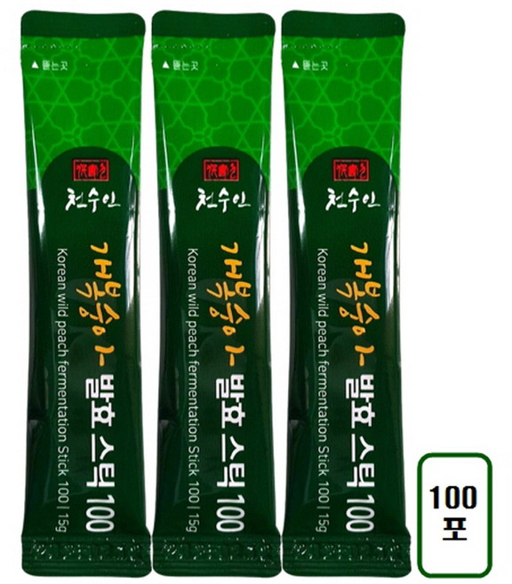 [실속형100포]천수인 야생 개복숭아 발효 농축액 액상스틱, 2개, 750g