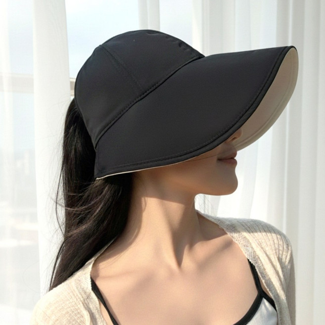엣모스트 UV자외선차단 포니테일 썸머 모자 여성 리버시블 썬캡