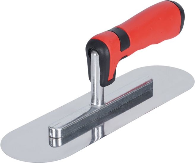 스테인리스강 미장칼 둥근 헤드 흙손 핸들 미장 도구 압착고데 흙손 갈갈이 255x75mm, 1개