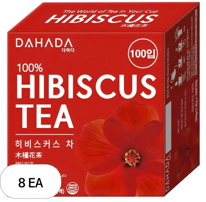 다하다 히비스커스 티백, 1.8g, 100개입, 8개