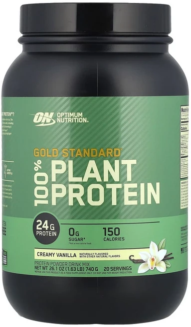 Optimum Nutrition 옵티멈뉴트리션 골드 스탠다드 100% 플랜트 베이스 프로틴 파우더 크리미 바닐라 20회분, 1개, 740g - 쿠팡