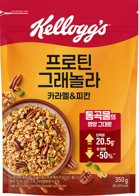 캘로그 프로틴 그래놀라 카라멜 앤 피칸, 350g, 2개