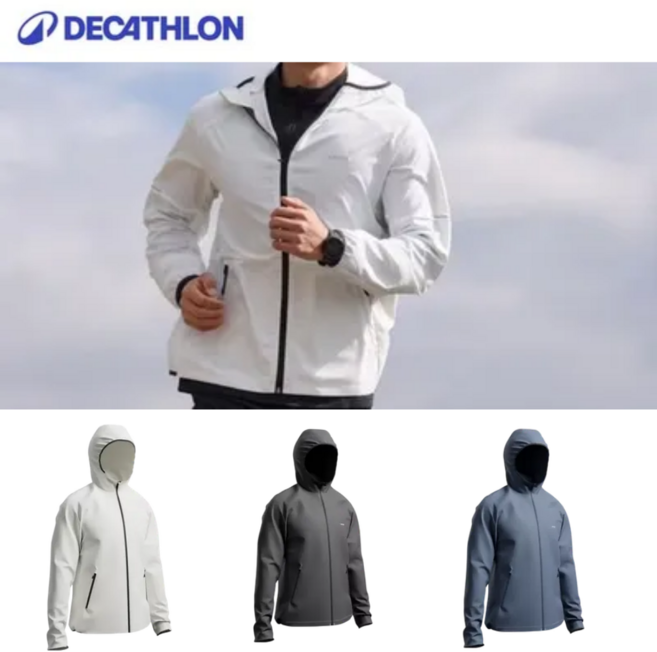 [백화점매장판] 데카트론 남녀공용 경량 바람막이 러닝복 화이트 블랙 블루