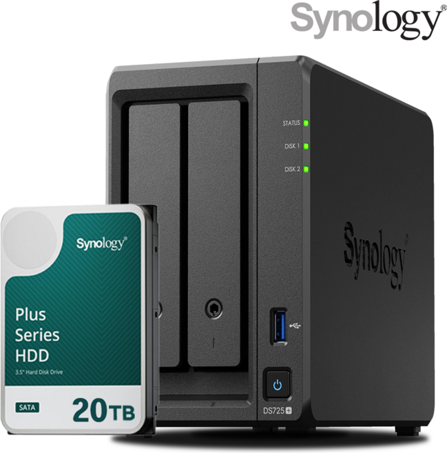 [ 시놀로지 공식총판 ] 시놀로지 나스 DS725+2베이 [20TB] 20TBx1 HAT3320 NAS HDD 합본
