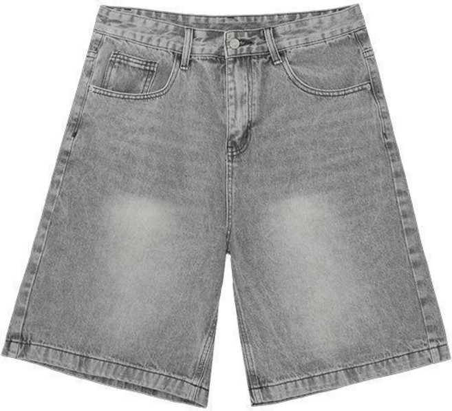 男款復古做舊水洗牛仔短褲 五分直筒中褲