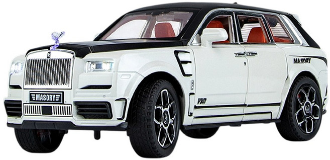마이카 다이캐스트 합금 1:24 롤스로이스 컬리넌 만소리 모델 자동차 모형 피규어 장식, 1개, 01.블랙화이트