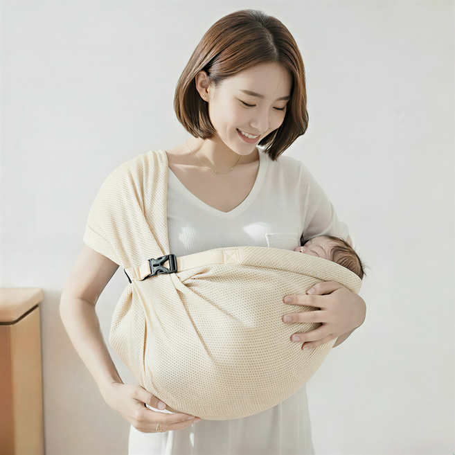 노아르벨 신생아 슬링 메쉬형 아기띠, 아이보리