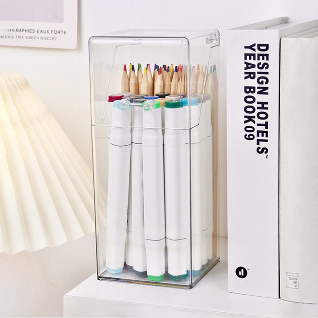 HK.sell 먼지 방지 투명 아크릴 연필꽂이, 2개