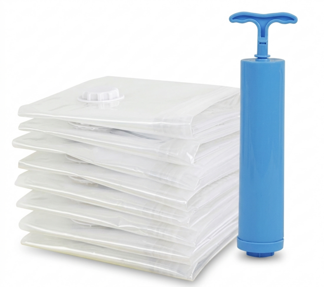 투명 압축팩 4매 (110 x 80) + 압축펌프 세트 오랜, 1세트, 4개입