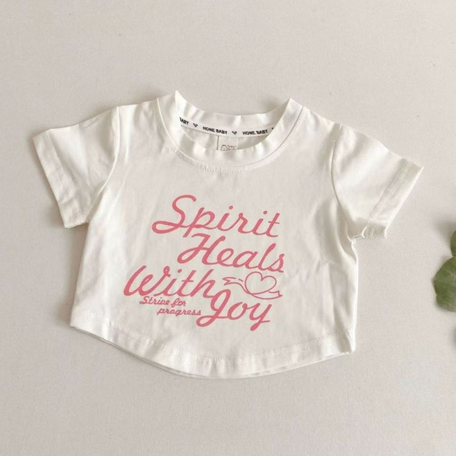 루비키즈 아동 여름 여아 라운드 크롭 반팔티 B157