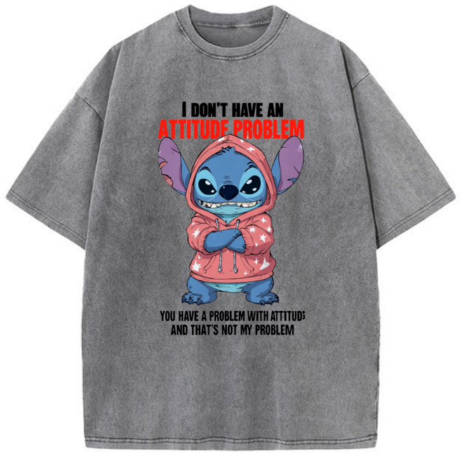 피그먼트 워싱 빈티지 순면100% 16수 스티치 후드티 캐릭터 반팔 티셔츠 유쾌한 태도 문구 커플티 빅사이즈 S-5XL 에이비씨홈