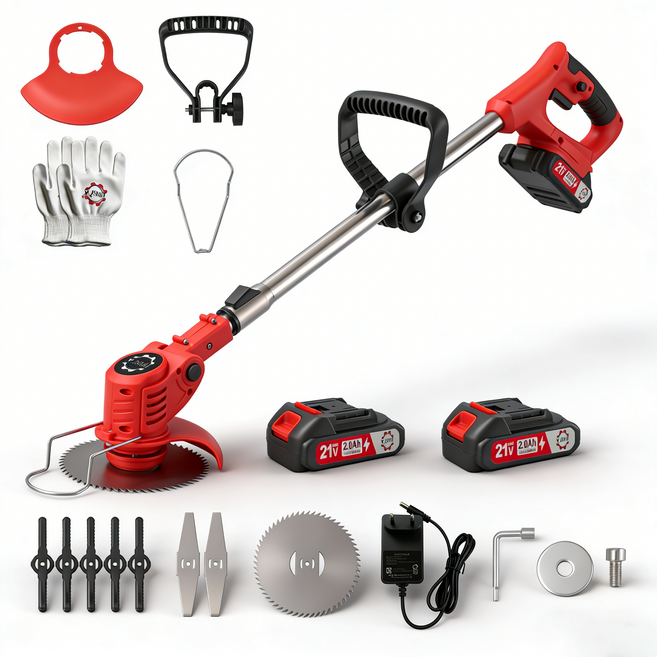 JSMiT 독일기술 21V 초강력 충전식 무선 예초기 초경량 전기 전동 제초기 초강력 고출력 미니 잡초제거, 1세트