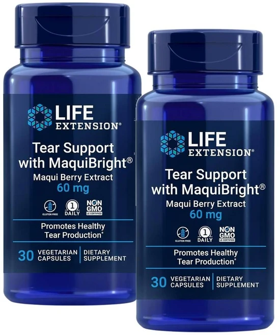 라이프 익스텐션 티어 서포트 마퀴브라이트 마키베리 추출물 60mg 캡슐 Life Extension Tear Support with MaquiBright, 2개, 30정 - 쿠팡
