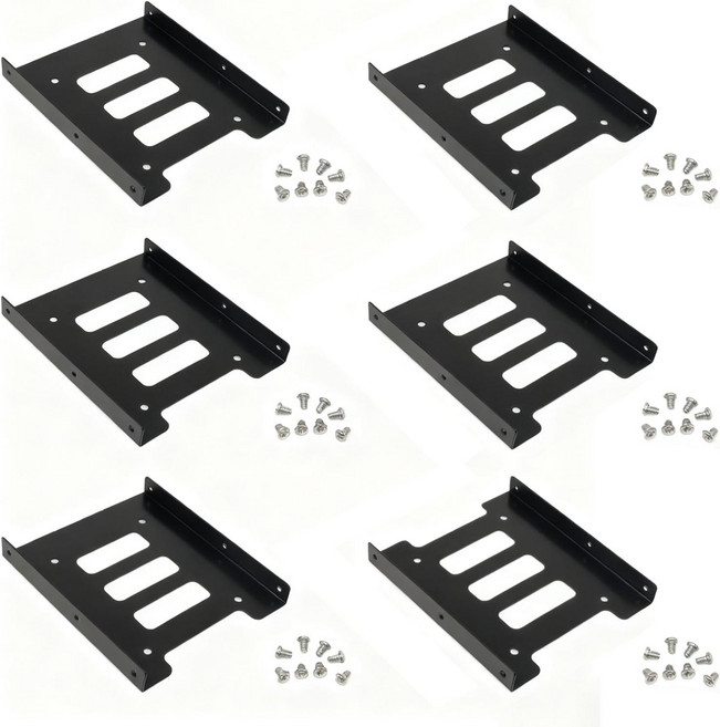 미아오위안 6PCS 25인치35인치 SSD 브래킷 메탈 매트 HDD 어댑터 나사가 있는 블랙 데스크톱 하드 드라이브 장착