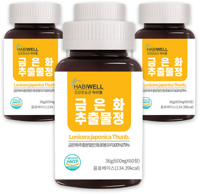 하비웰 금은화 추출물정 600mg X 60정, 4개