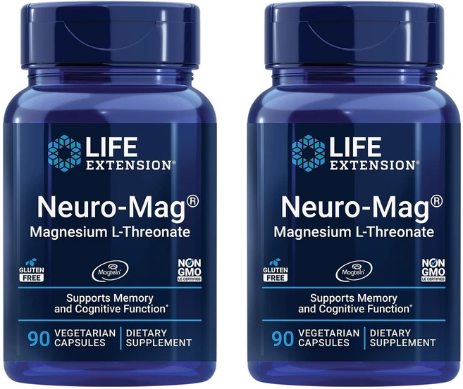 라이프익스텐션 뉴로-매그 마그네슘 L-트레오네이트 베지테리안 캡슐, 90정, 2개 - 쿠팡