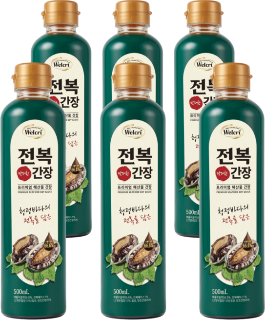 [요리 한끗 차이] 전복간장 감칠맛 만능 요리간장 PREMIUM SEAFOOD SOY SAUCE, 6개, 500ml