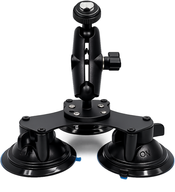 초강력 3구 흡착식 거치대 상단볼헤드 레일타입 블랙박스모니터 차량용모니터 거치대, 검정, 1개