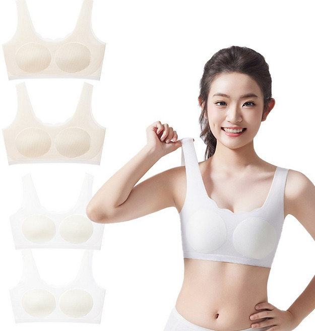 LUMANOKI 시원하고 편안한 무봉제 일체형패드 여학생 키즈브라 4종세트