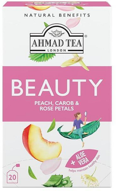 아마드티 뷰티 복숭아 캐롭 장미 꽃잎 허브티 티백 20개입 6박스 1세트, 1.5g