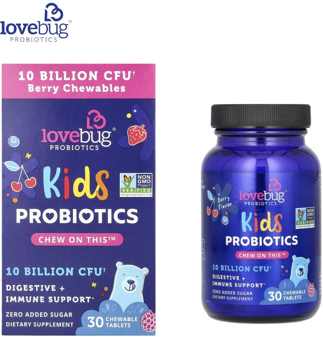 러브버그 프로바이오틱스 키즈 어린이 베리맛 30츄어블, 1개, 30정 - 쿠팡