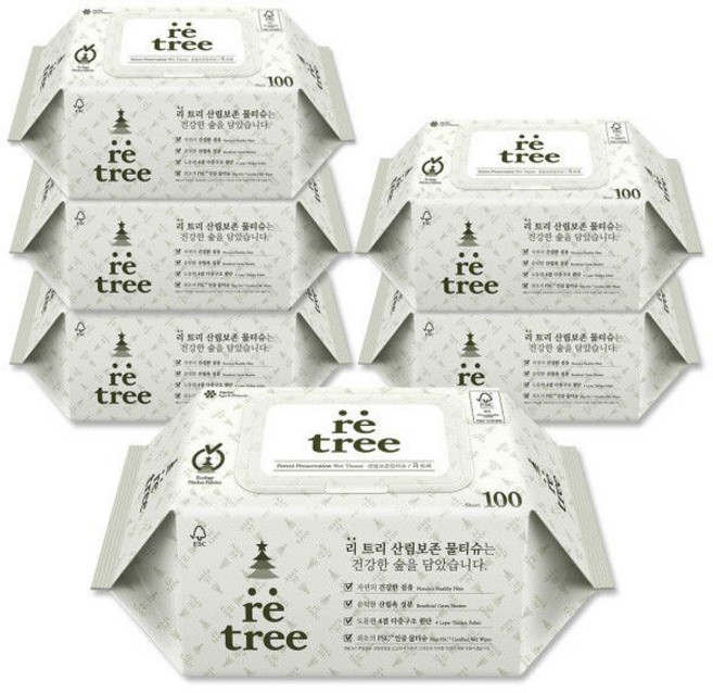 리트리 4겹원단 물티슈 캡형 100매 10팩