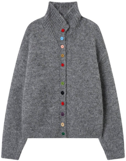 BNX 컬러믹스 버튼 울 하이넥 니트 가디건 BX4CD045L0 여성 하이넥가디건 데일리가디건 캐주얼 봄 가을 겨울 여자 긴팔 긴팔티 긴팔니트 니트가디건 비엔엑스 단추 가디건