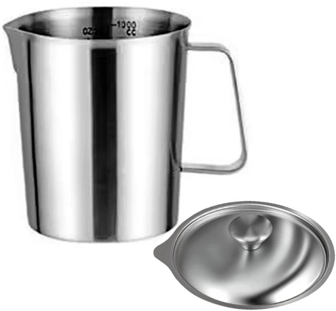 실용적인 논러스트 스틸 주방 계량컵 4사이즈 옵션 밀폐 뚜껑 디자인으로 밀크티와 음료에 완벽합니다, 1000ml - 쿠팡