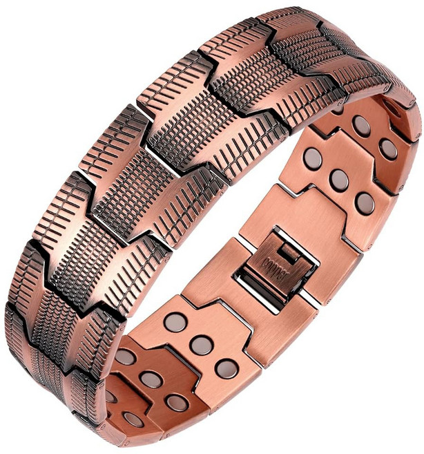 페라코 남성용 구리 팔찌 3배 강도 99.99% 순동 자석 사이즈 조절 도구로 길이 가능