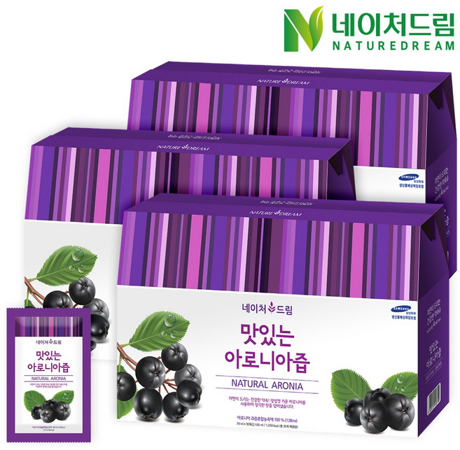 네이처드림 맛있는 아로니아즙, 70ml, 90포(30포3박스)