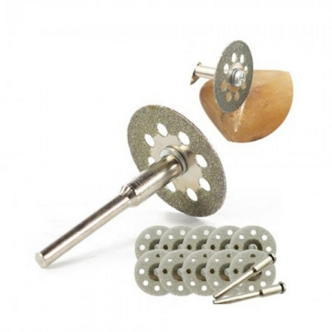 tinduo 다이아 절단석 미니 다이아몬드날 세트 10장+어댑터2개 돌 대리석 금속 커팅 전용, 20mm, 1세트