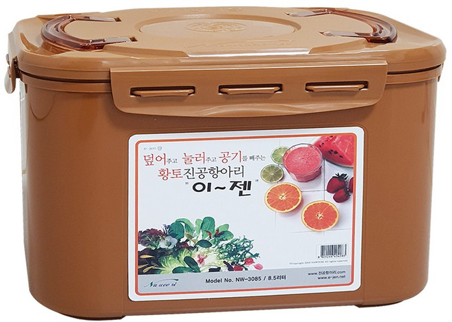 나우리 이젠진공항아리 황토 김치통 매실통 발효용기 밀폐용기 사각 모음, 1개, 8.5L