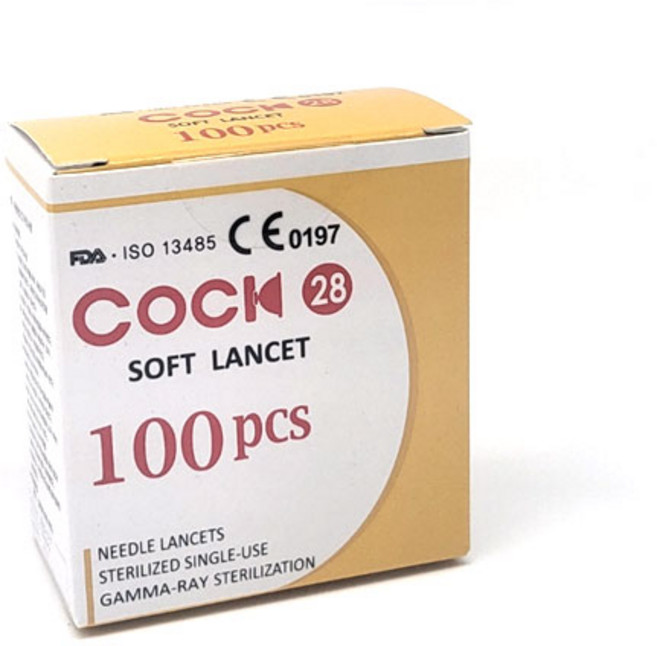 소프트 란셋 100개 28G 랜싯 로슈침 사혈 사혈침 채혈침, 1개, 100개입