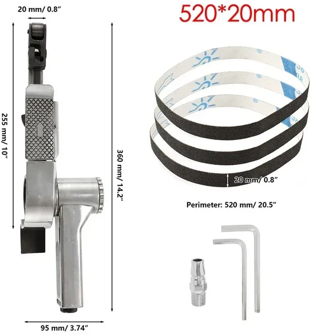 공압 에어 벨트 520X20MM 연삭기용 압축기 샌딩기 샌딩 공기 머신, 1) 520x20mm
