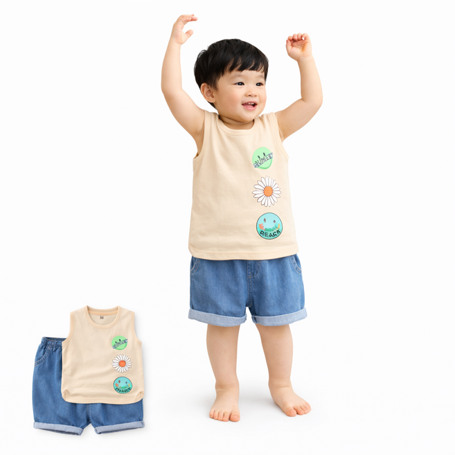 아기 상하복 나시 세트 여름 데일리룩 통기성 냉감 소재 외출복 실내복