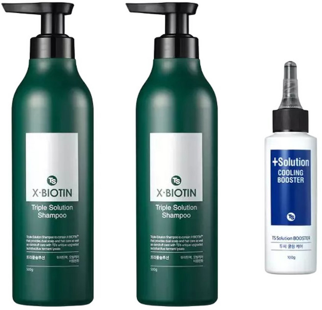 TS 엑스비오틴 트리플 솔루션샴푸 500g X 2개+ TS솔루션스칼프쿨링부스터 100g, 2개