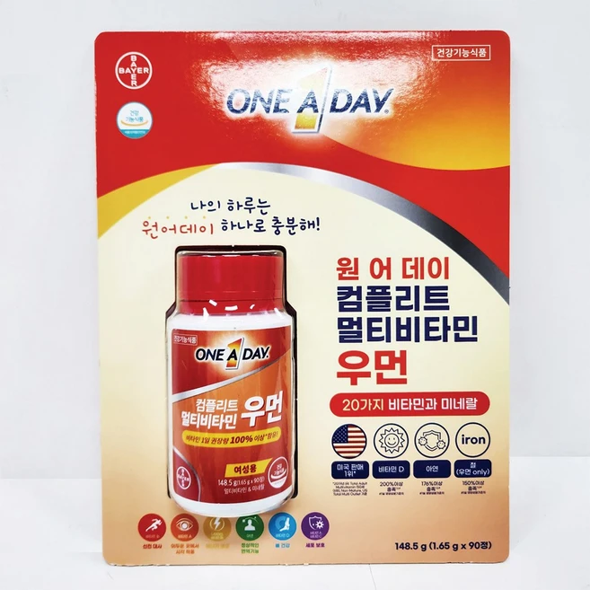 바이엘 원어데이 멀티비타민 우먼, 90정, 1박스 - 쿠팡